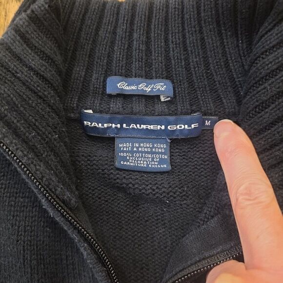 RALPH LAUREN Golf VTG Women’s M Navy Blue Full Zip Sweater Jacket Preppy Classic - Picture 5 of 6